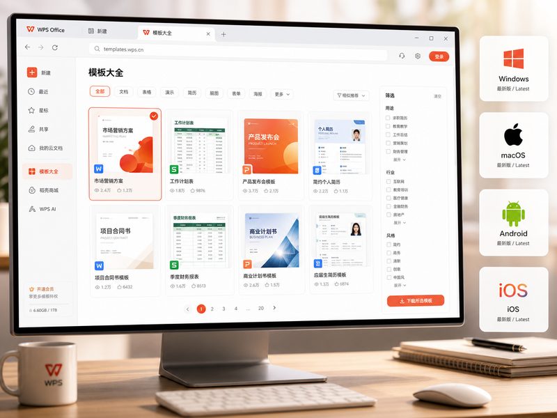 WPS稻壳模板大全网格展示